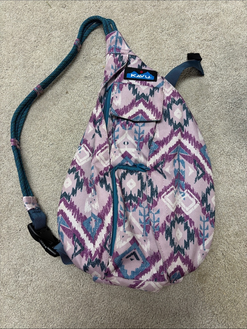 Kavu Aztec-Print Pink & Teal Sling Crossbody